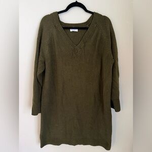 Old Navy Olive Green V-Neck Women's Sweater Dress